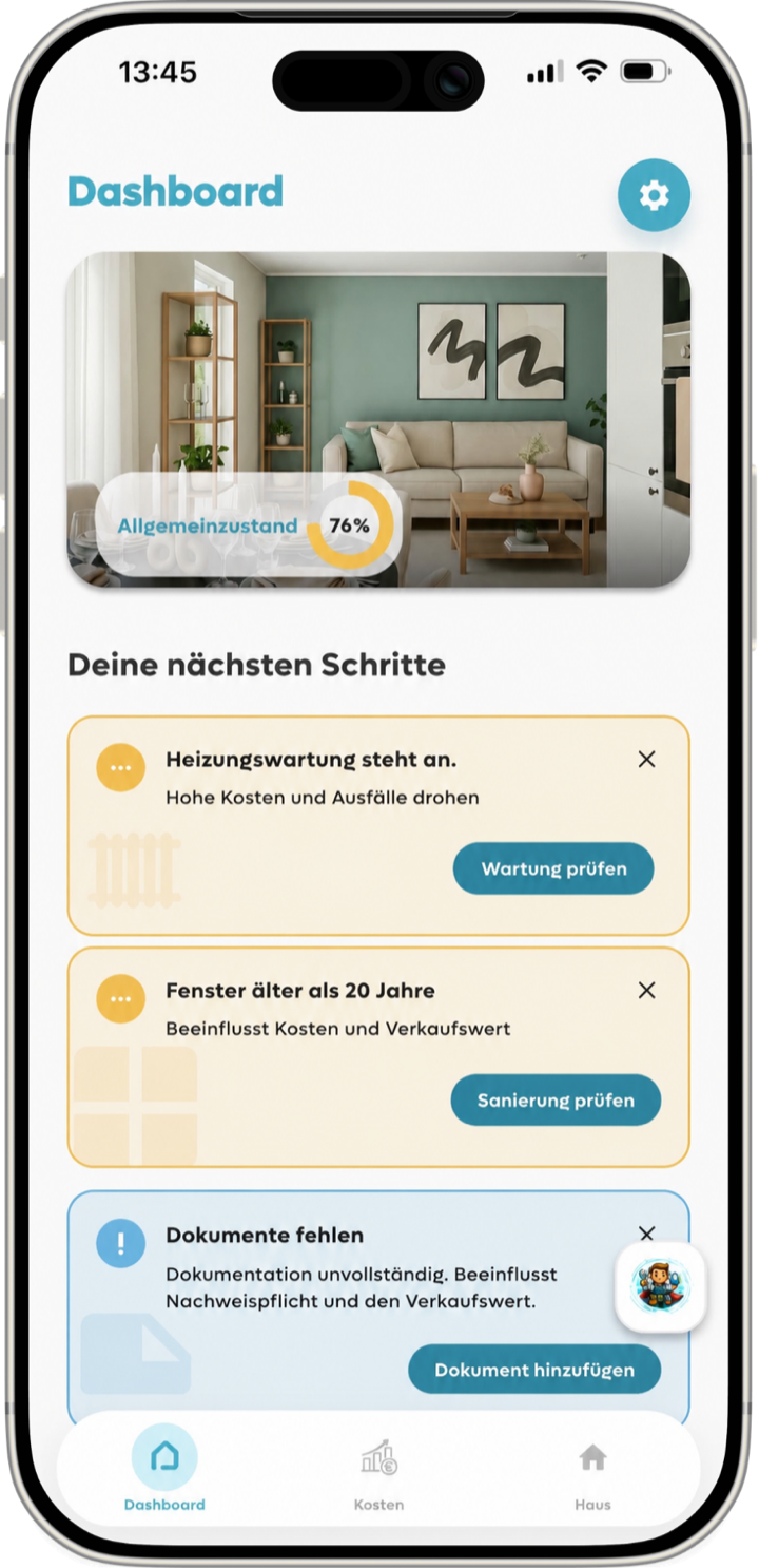 Verkaufsrelevanter Objektzustand und nächste Schritte in der eigenheimverwalter App